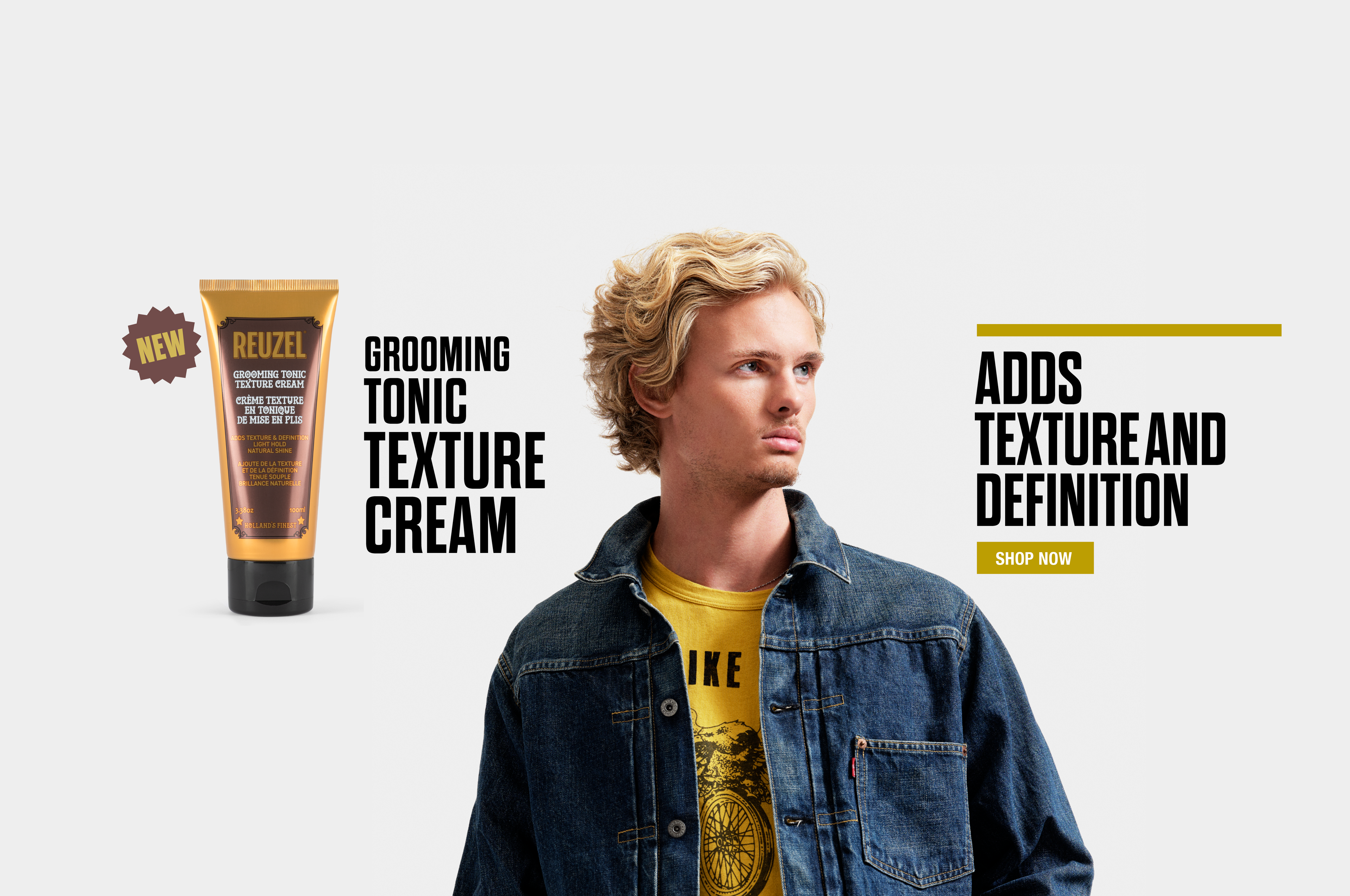 Click here to shop NEW Grooming Tonic Texture Cream which adds texture and definition to the hair. 